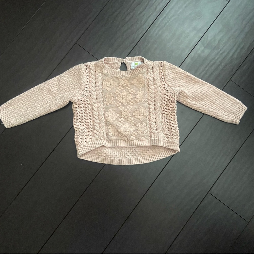 Emma’s Garden light pink lace high low sweater size 18M EUC
